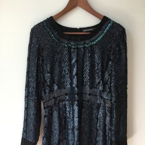 Sequin Crewneck Long Sleeve Dress